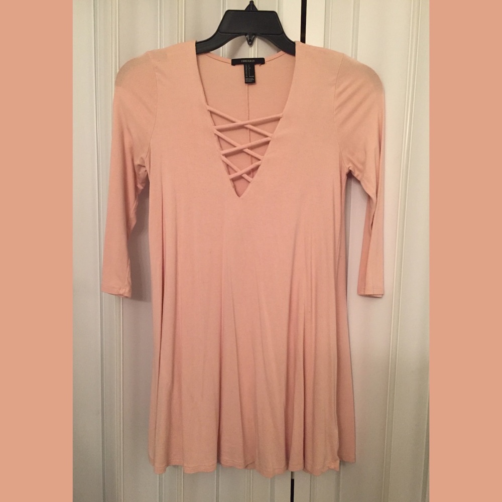 Criss Cross V Neck T-shirt Dress